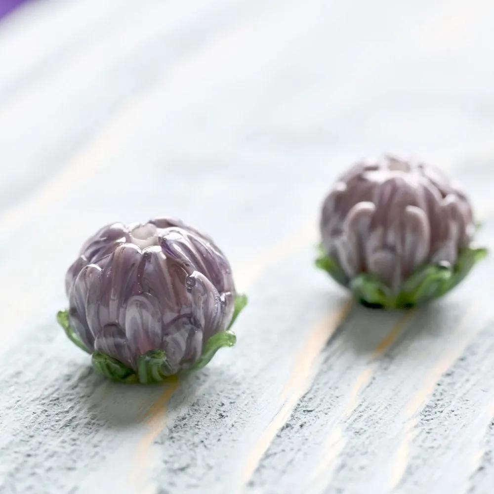 бусина, мурано "хризантема", сиреневый,  22х15 мм