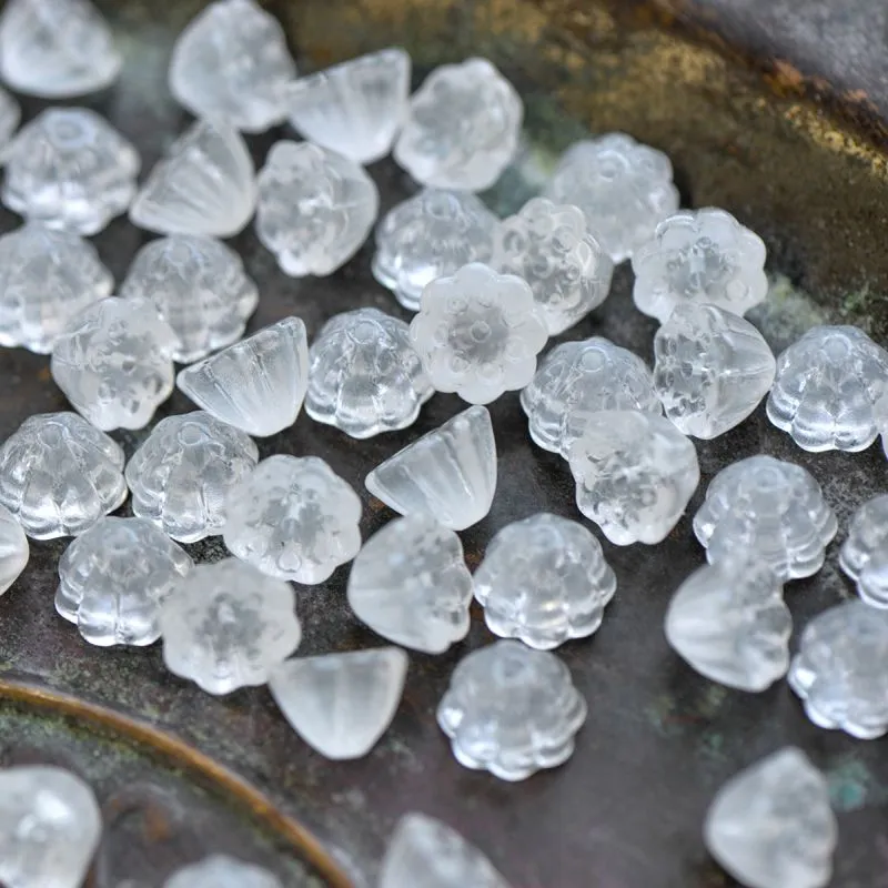 бусина "бутон лотоса", стекло, цвет прозрачный, 11x10.5x8 мм