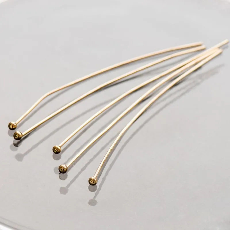 пины с шариком, позолота,  50x0.8 мм