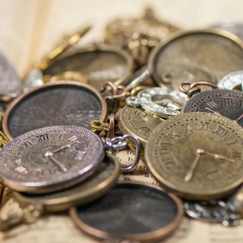 микс металлический из подвесок "часы", цветовой и размерный микс (уп 20 г)