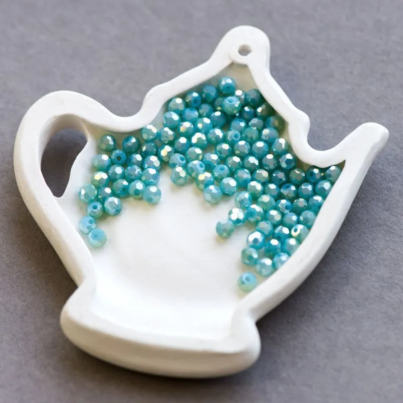 бусина, непрозрачная, граненая, стекло, цвет бирюзовый перламутровый, 4 мм (уп 50+/-5 шт)