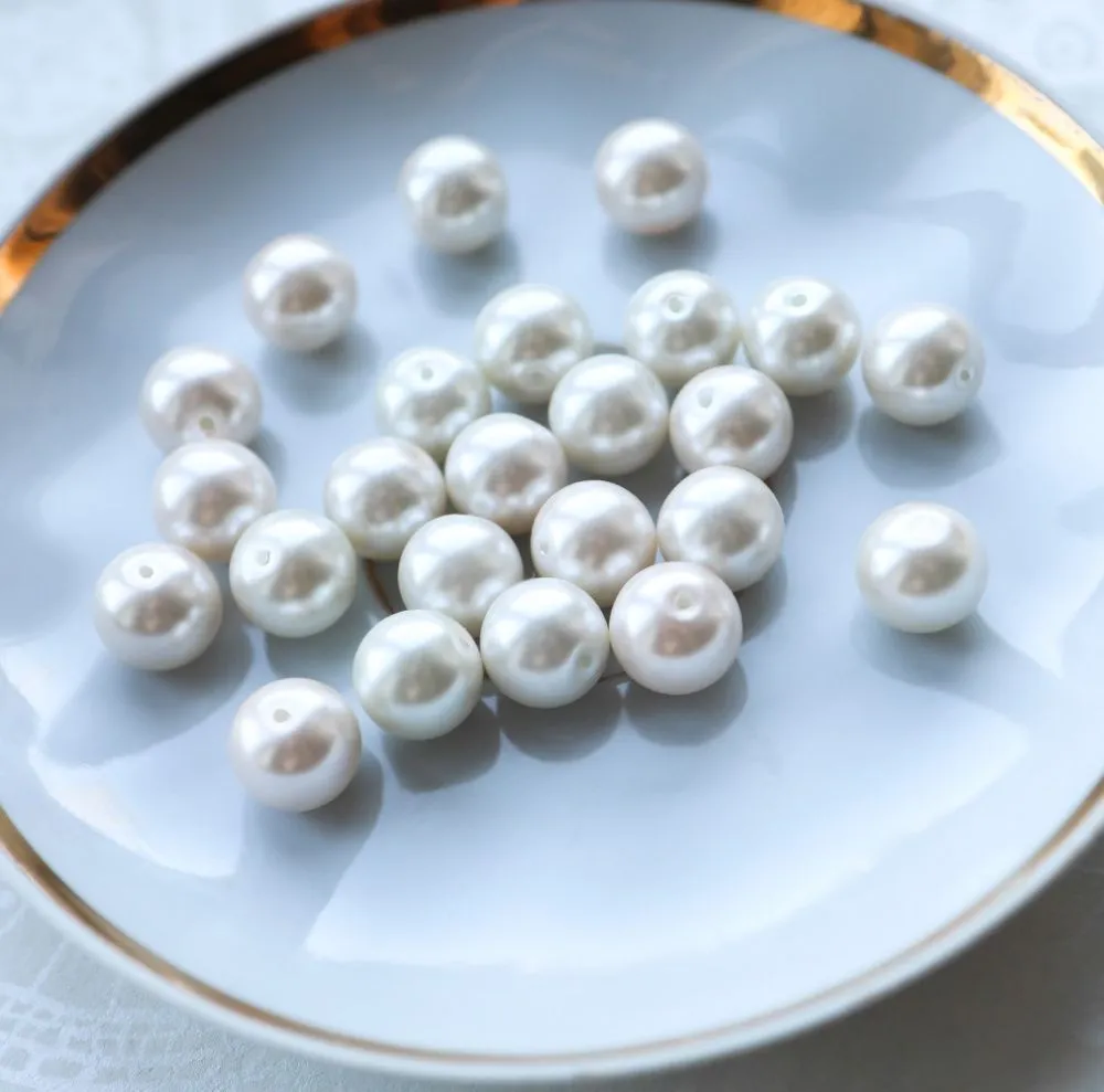 бусина, имитация жемчуга, стекло 14, цвет розовый бледный, 14 мм