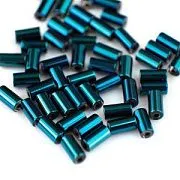 Бусина, стекло, "Трубочка", цвет синий металлик, 4.5-5x2.5 мм (уп 75 шт+/-7 шт)