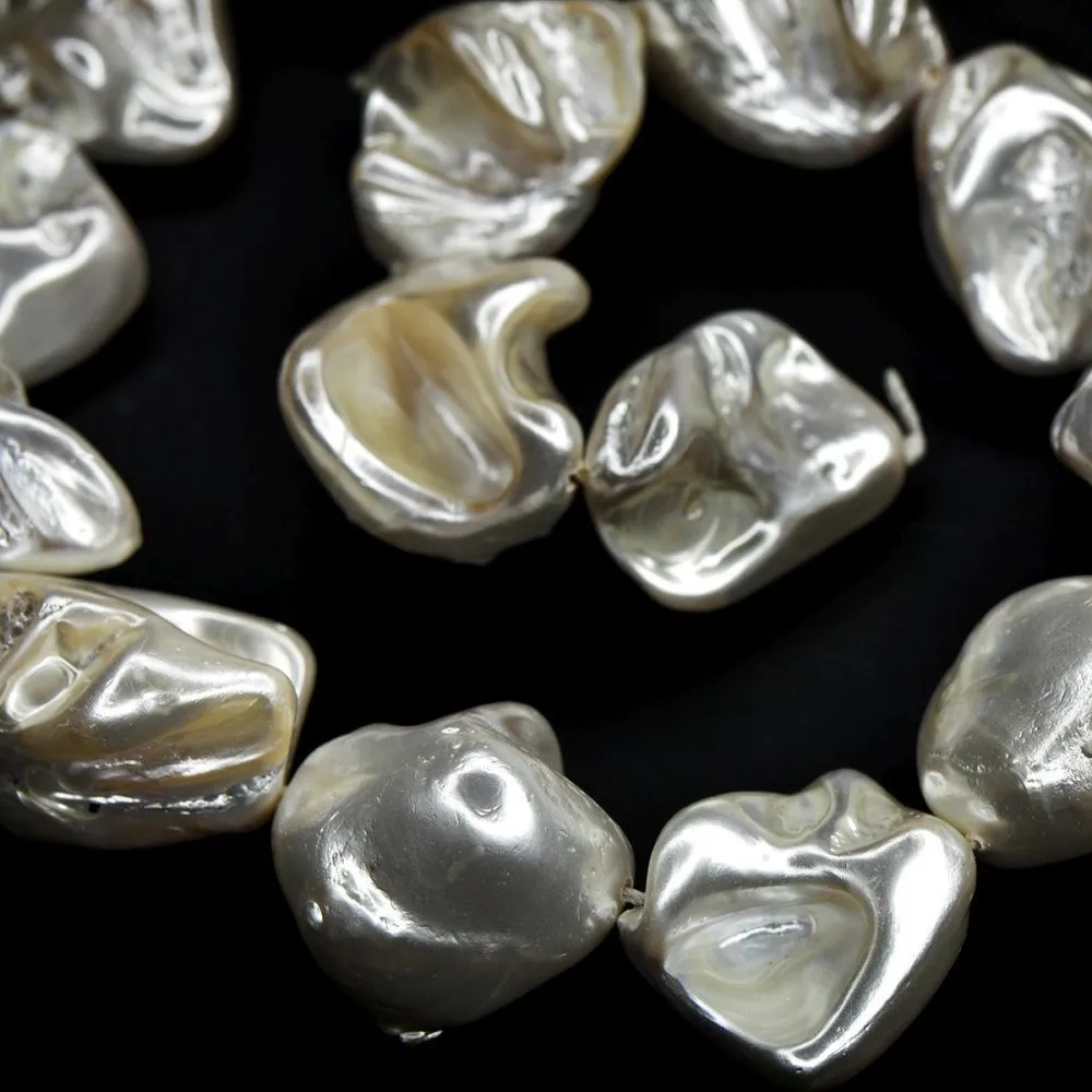 ракушечный жемчуг кеши, цвет белый, 9-28x8-27x7-20 мм