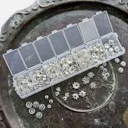 Набор шапочек металлических  в органайзере, цвет серебро, 755 шт