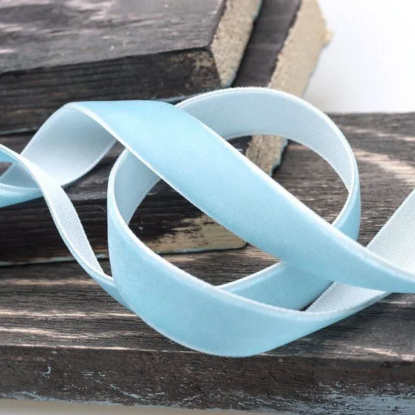 лента, бархат, цвет голубой, ширина 15.9 мм ленты