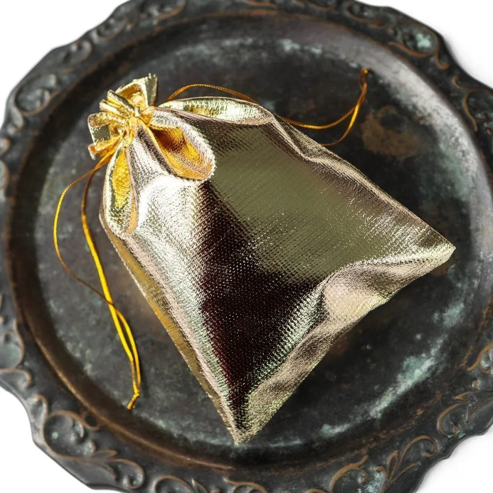 мешочек для украшений, парча, цвет золото, 18x13 см