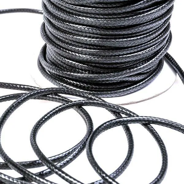 шнур вощеный, цвет черный, 3 мм