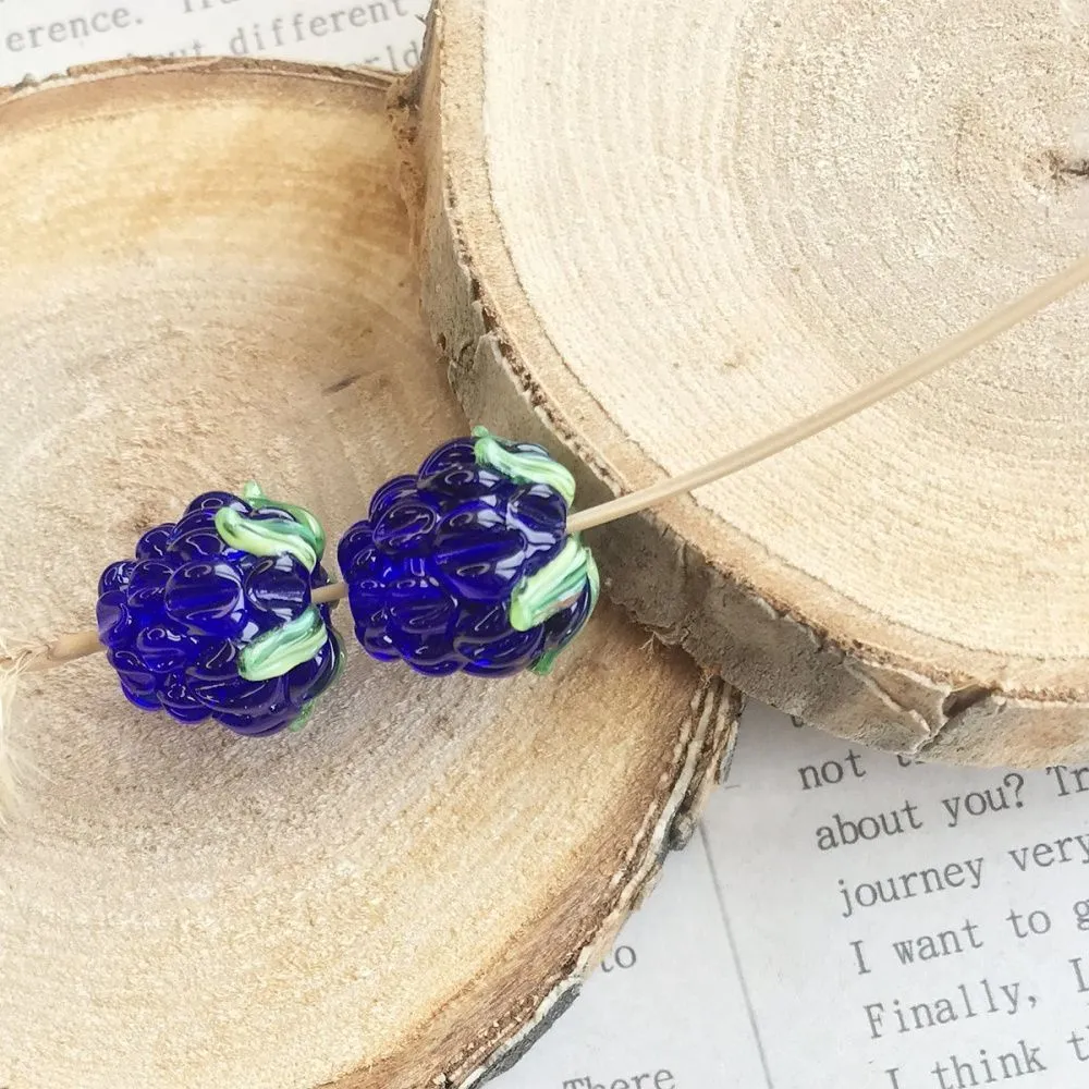 бусина, мурано "малинка", синий, 15х12 мм