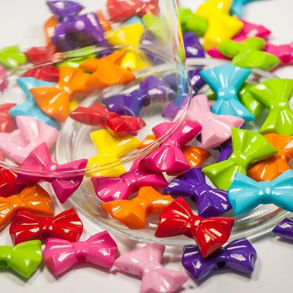 бусина, акрил "бантик", цветовой микс, 19x26x7 мм