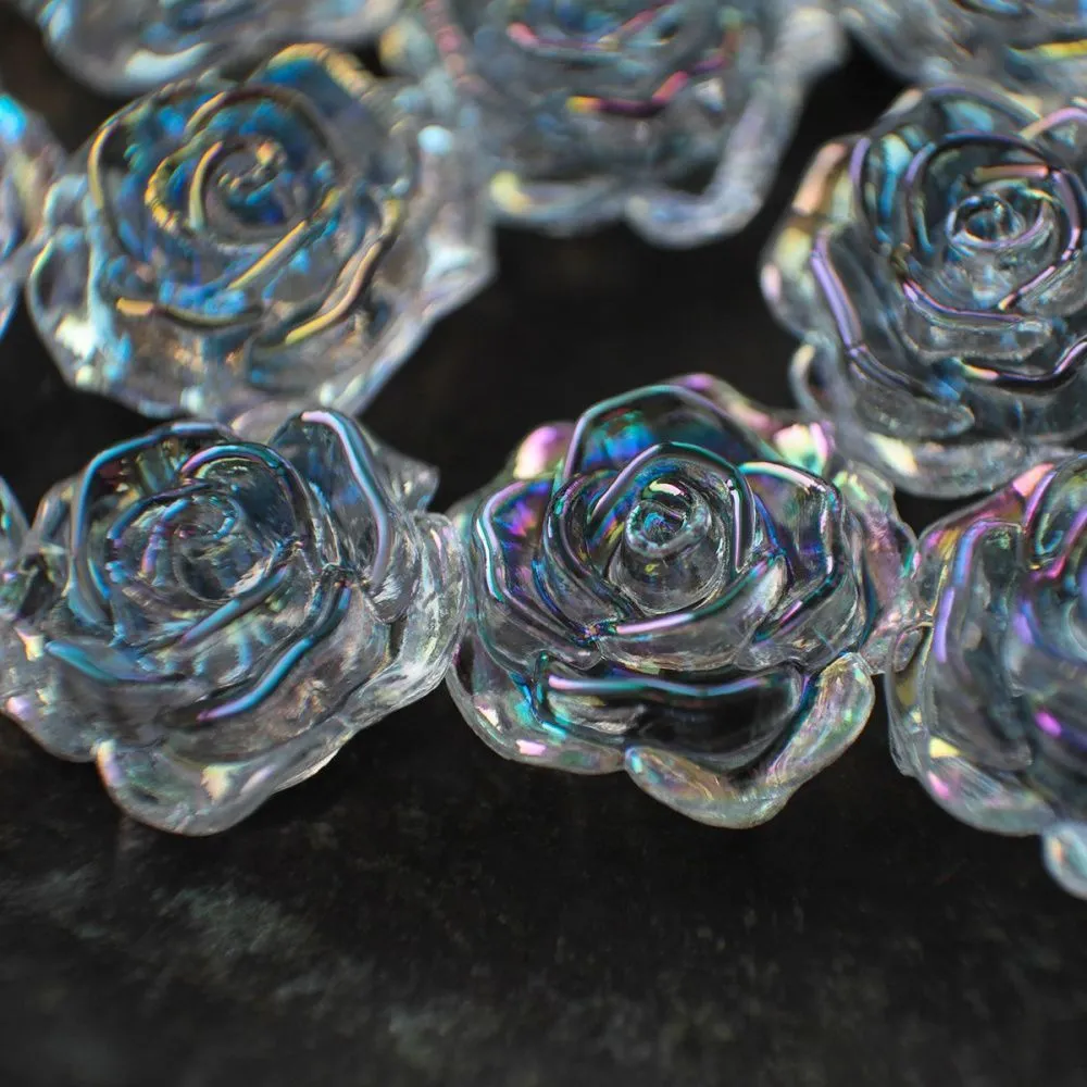 бусина-кабошон, акрил "роза", полупросверленная, цвет прозрачный, 15x16x6.5 мм