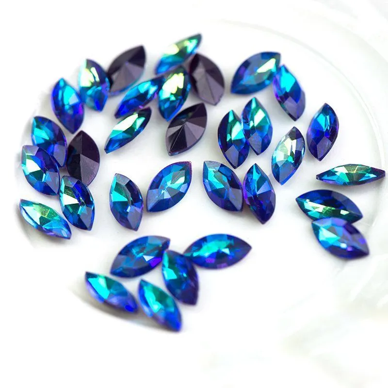 кабошон стекло кристалл, navette, цвет burgundy shimmer, 12х6 мм