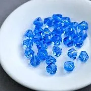 Бусина, стекло "Яблоко" 9, граненая, цвет васильковый голубой, 9х9 мм