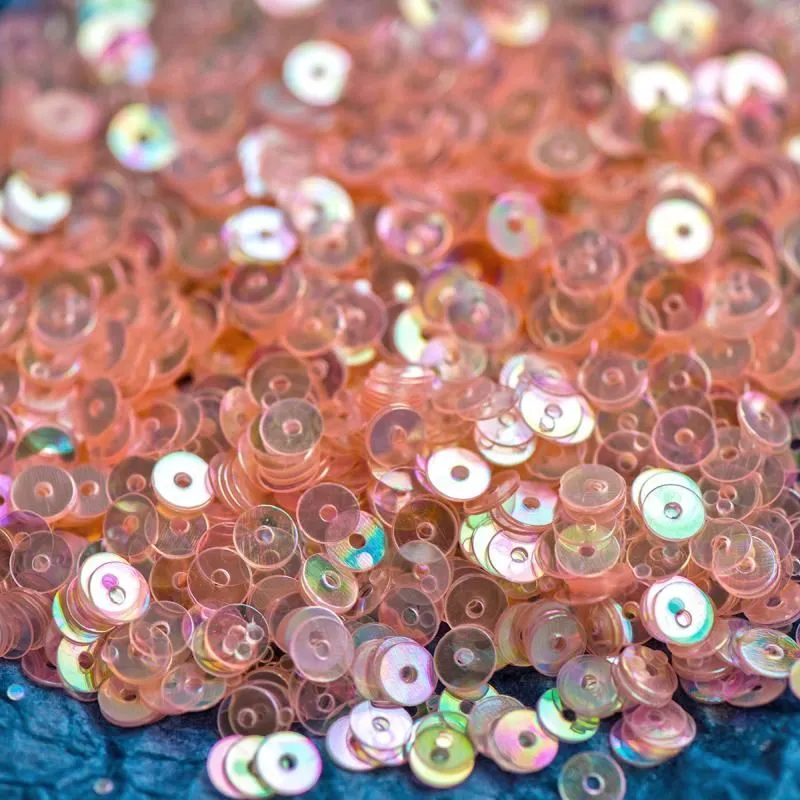 пайетки плоские, персиковый перламутр радужный, 4 мм