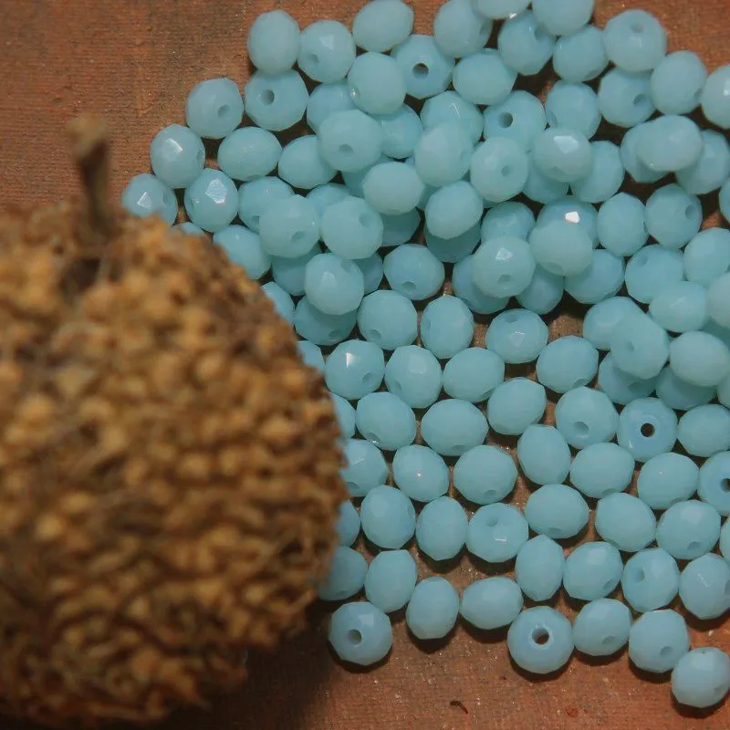 бусина, имитация нефрита, стекло абакус, цвет ярко-голубой, 3.5х2.5 мм (уп 50+/-5 шт)