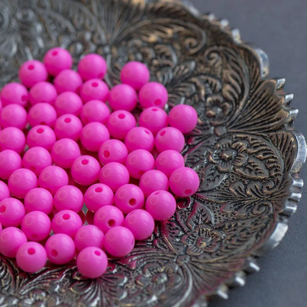 бусина, акрил 8, цвет розовый яркий, 8 мм