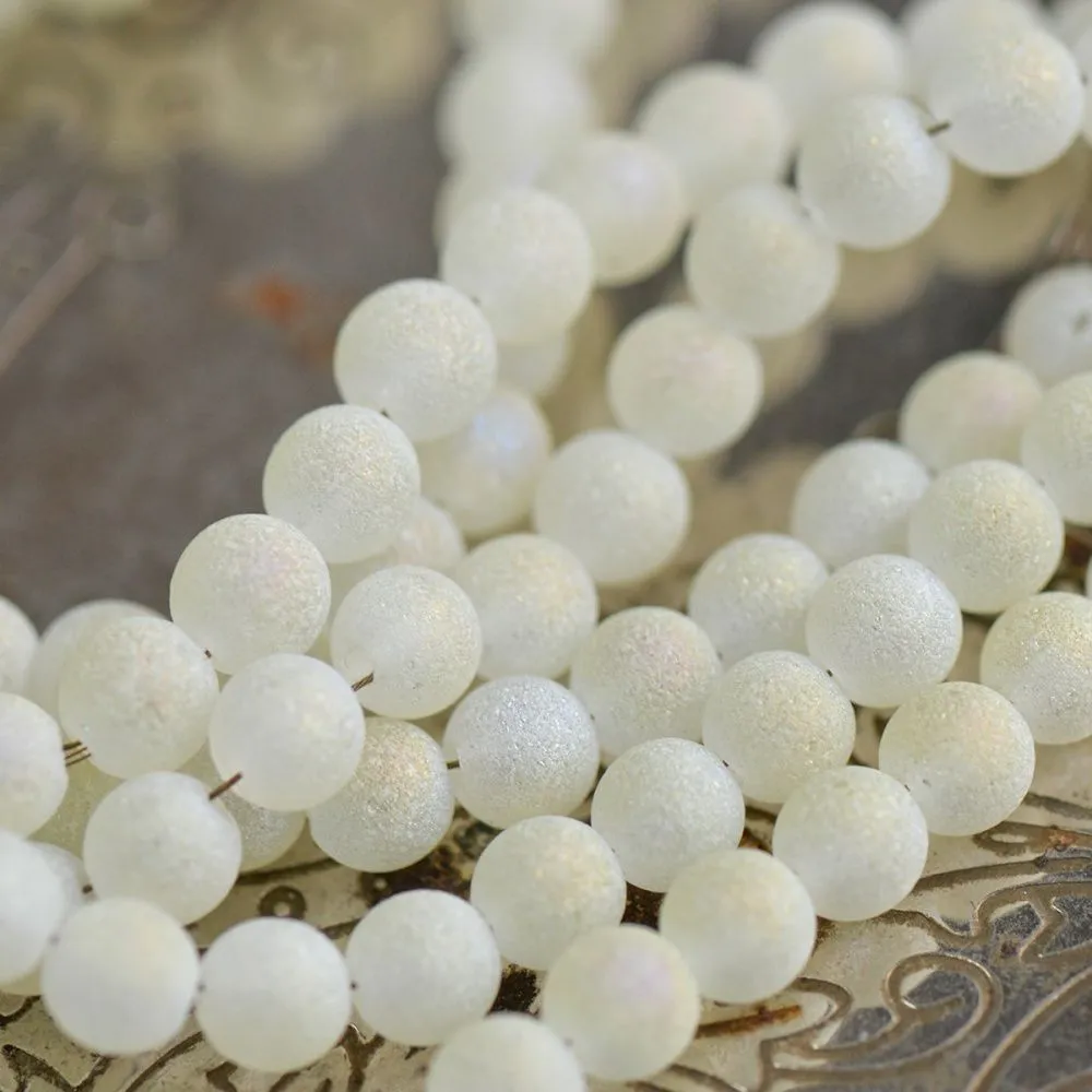 бусина, стекло "песок", цвет шампанское, 6 мм