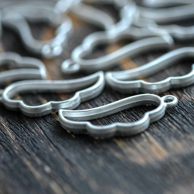 сеттинг-рамка "крыло", цвет матовое серебро, 36x17x3.5 мм