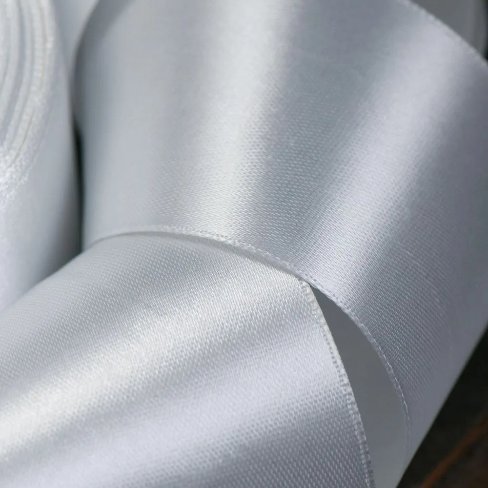 лента, атлас, цвет белый снег, ширина 50 мм ленты