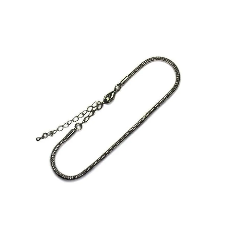 ес браслет с замочком-лобстером, цвет черный, 220х3 мм