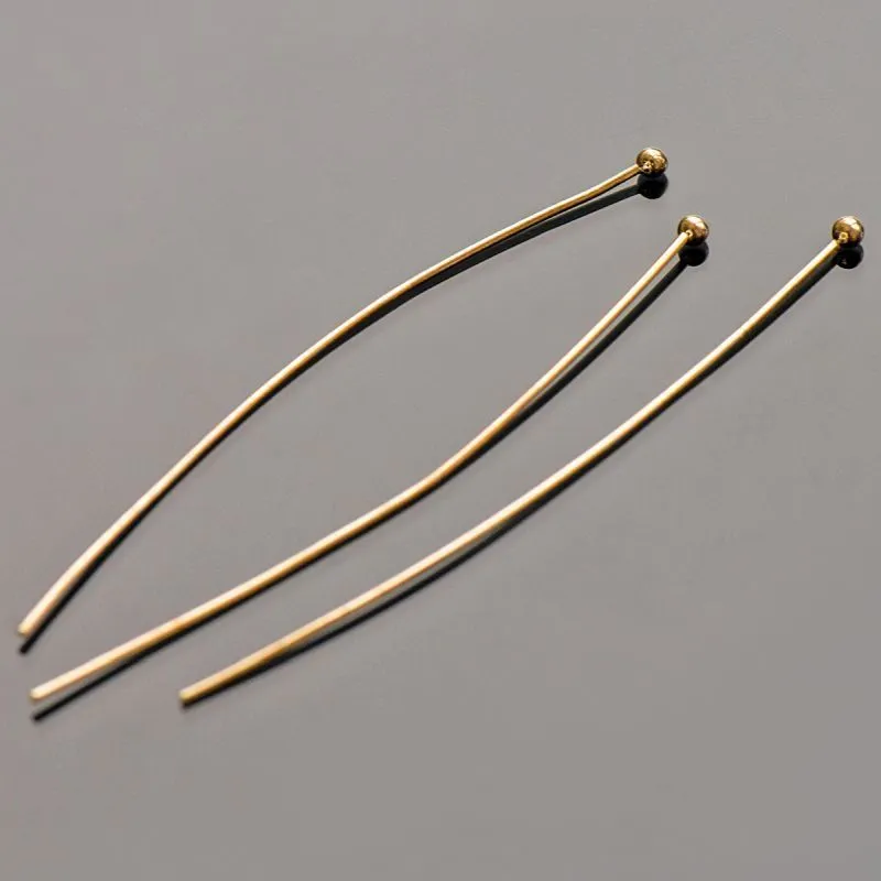пины с шариком, позолота,  50x0.8 мм