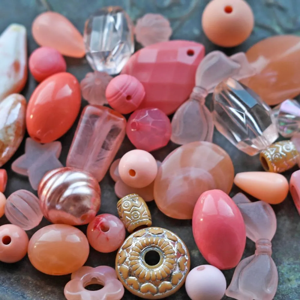 микс акриловый разной формы "фэнтэзи", цвет коралловый (уп 20 г)