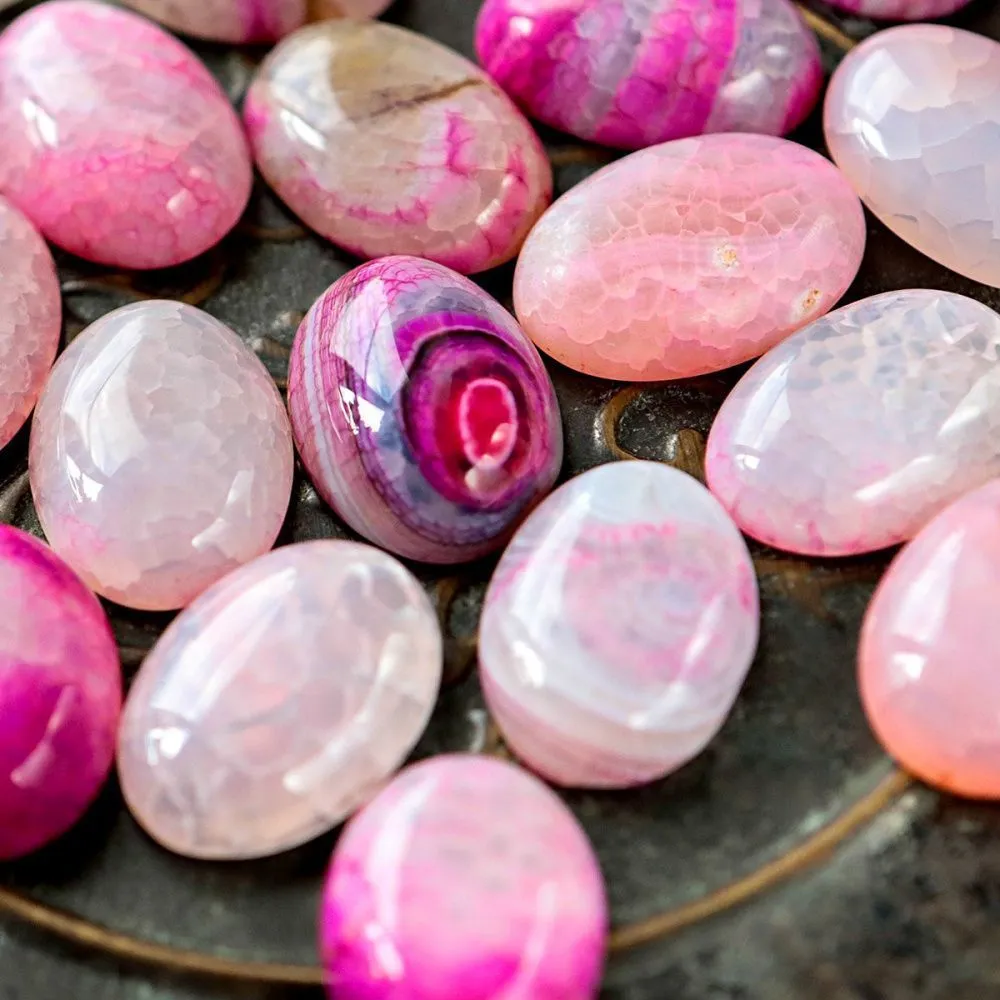 кабошон агат овальный, цвет розовато-сиреневый, 25x18x6.5 мм