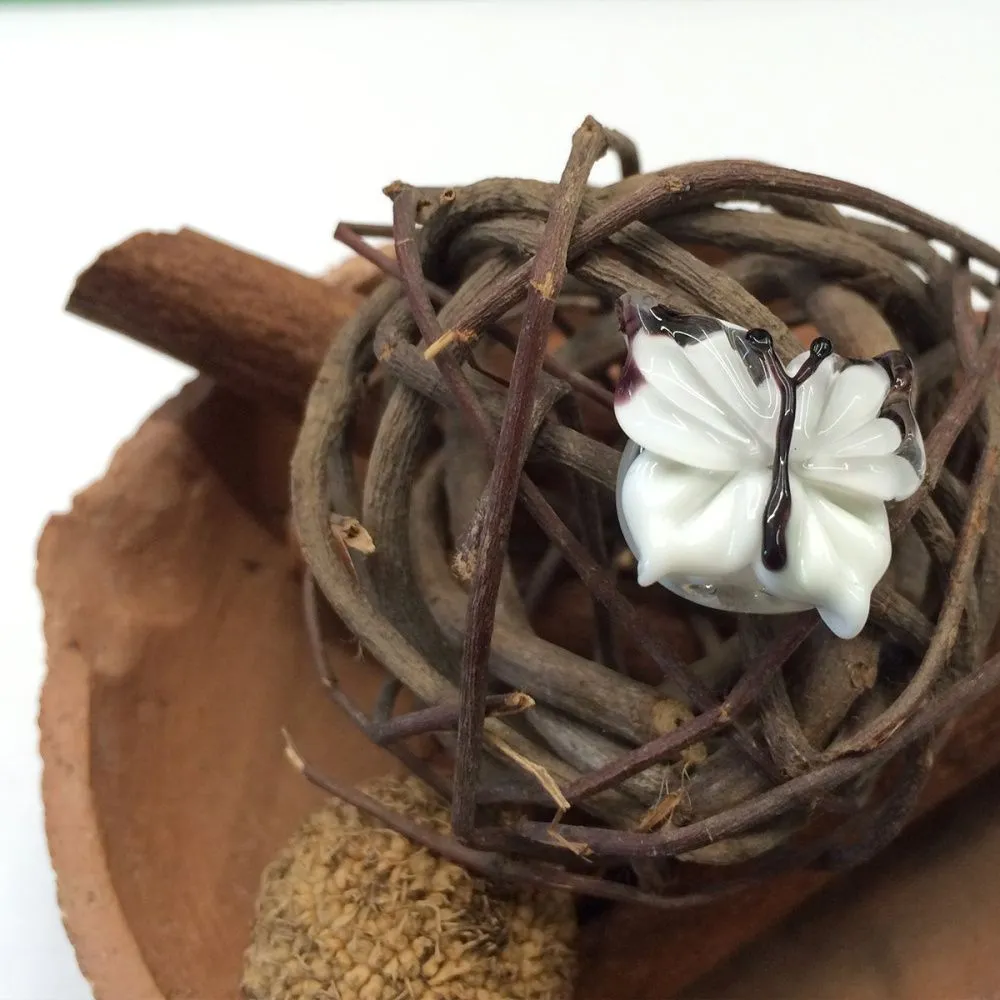 бусина, мурано "бабочка", фигурная, белый, 20х20 мм