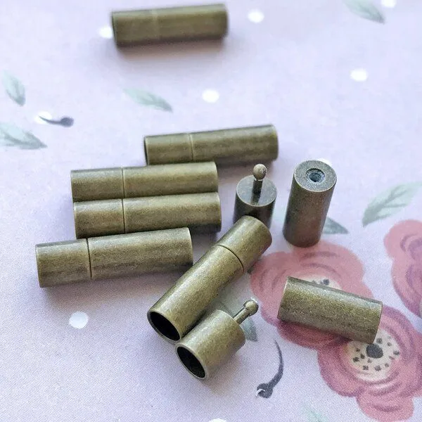 Замочки застежка "кассет", цвет античная бронза, 17х5 мм, отверстие 4 мм