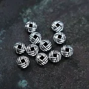 Бусина, металл "Вязанка", цвет античное серебро, 6x3.2 мм (уп 20 шт+/-2 шт)