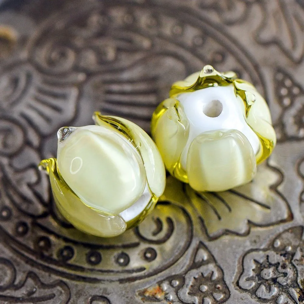 бусина, мурано "бутончик", желтый, 13х12 мм