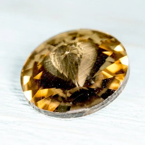 кабошон стекло риволи, цвет коньячный, 14х7 мм