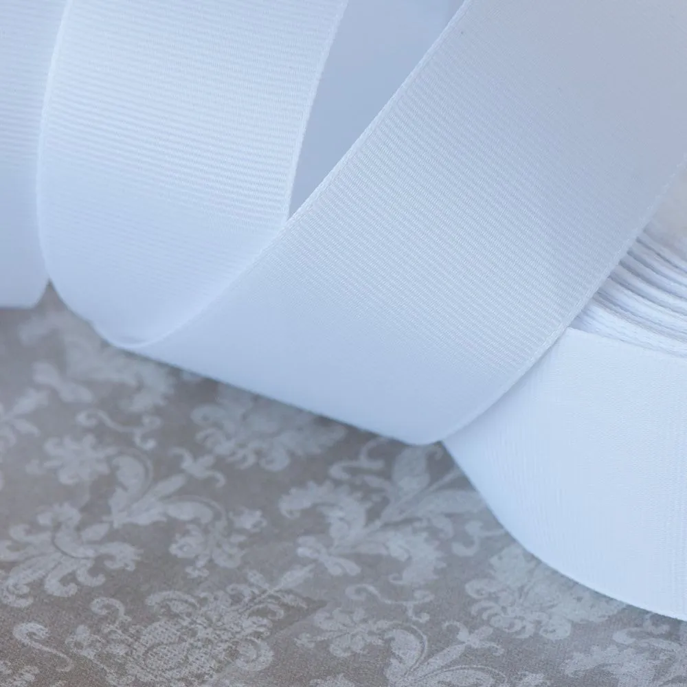 лента репсовая, цвет белый, ширина 38 мм ленты