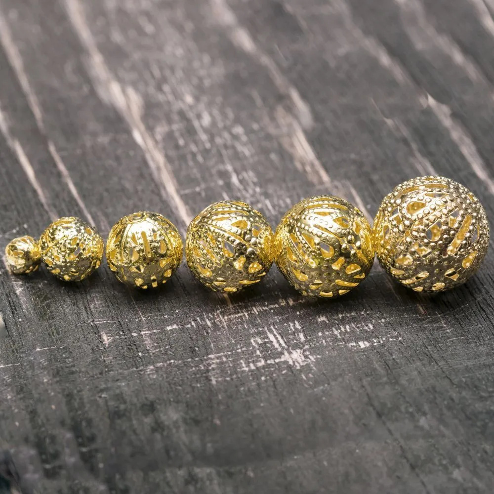 бусина, металл "винтаж", цвет золото, размерный микс 6-16 мм (уп 10 г)