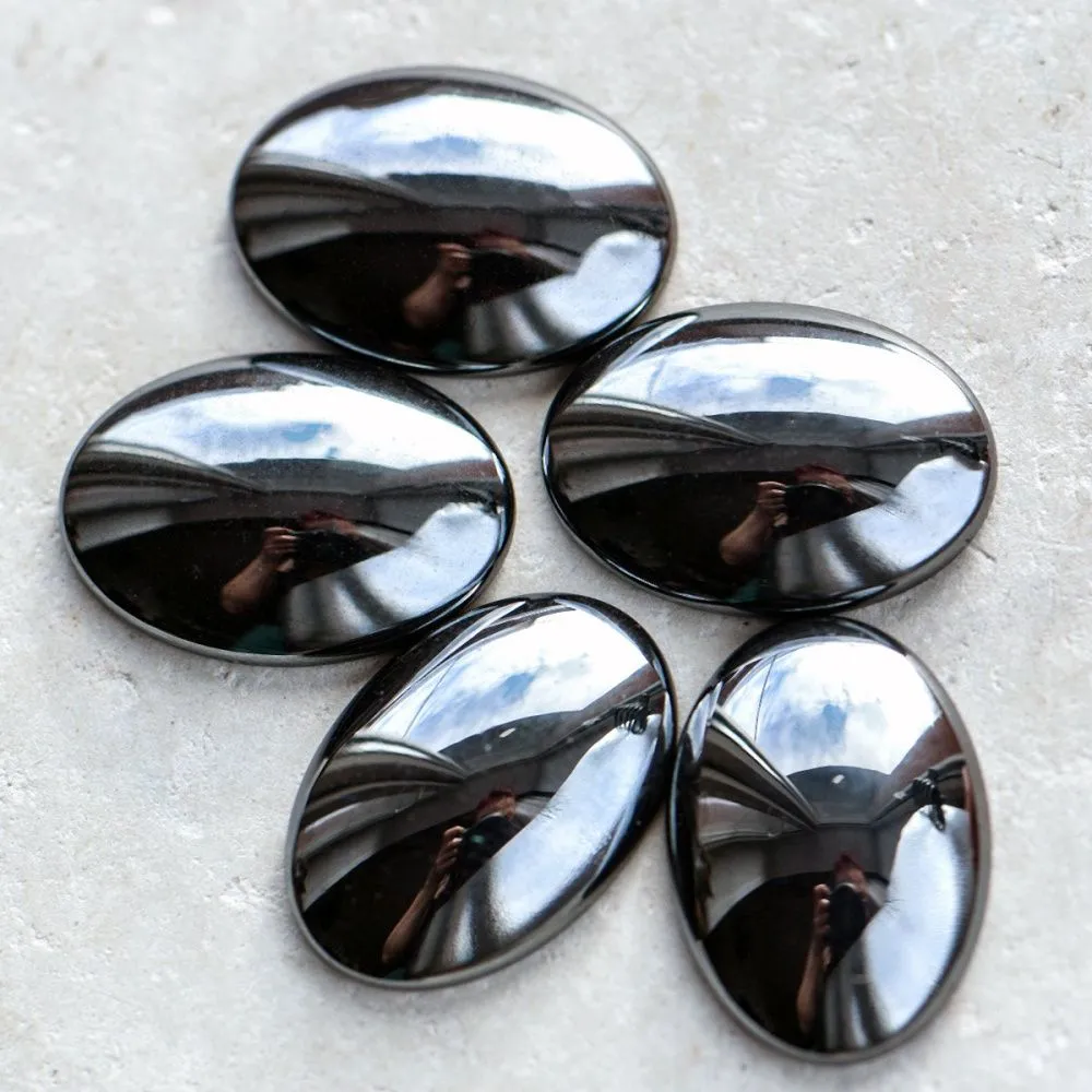 кабошон гематит немагнитный овальный, цвет черный, 14x10x4 мм