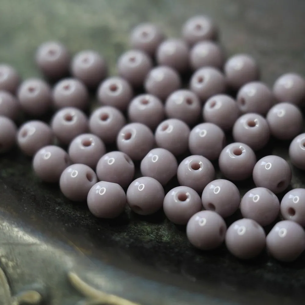 бусина, стекло 6, цвет розово-коричневый, 6 мм