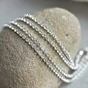 Цепочка "Стар", со стразами Cristal, цвет серебро, 2.5 мм, стразовая лента