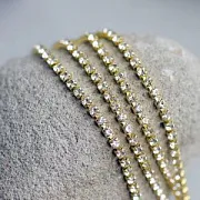 Цепочка "Стар", со стразами Cristal, цвет золото, 2.5 мм, стразовая лента