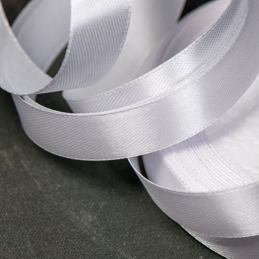 лента, атлас, цвет белый, ширина 15 мм ленты