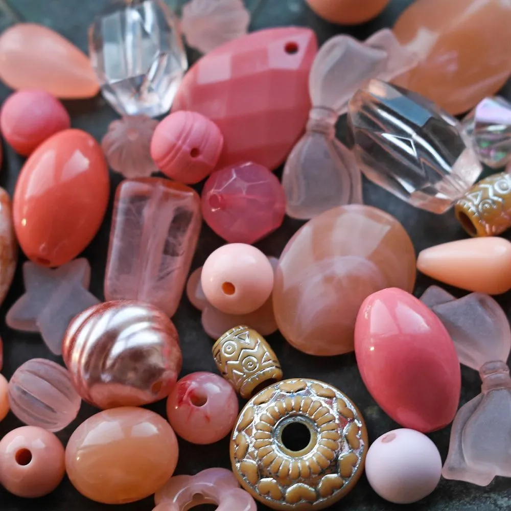 микс акриловый разной формы "фэнтэзи", цвет коралловый (уп 20 г)