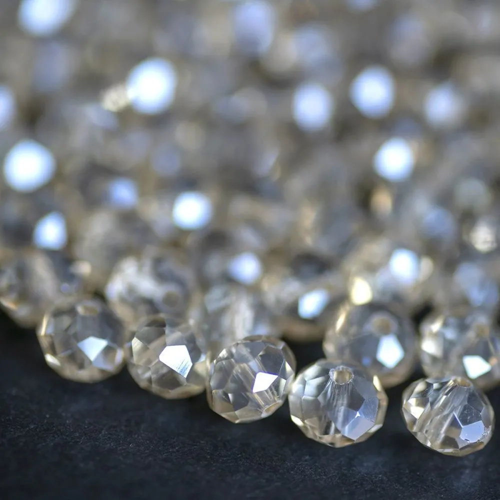 бусина, стекло абакус 8, граненая, цвет шампанского, 8х6 мм