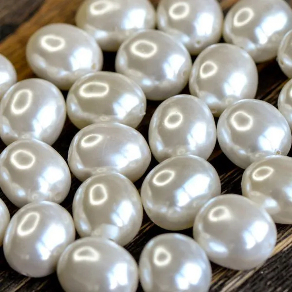 ракушечный жемчуг овальный, класс "а", цвет белый, 16x13 мм