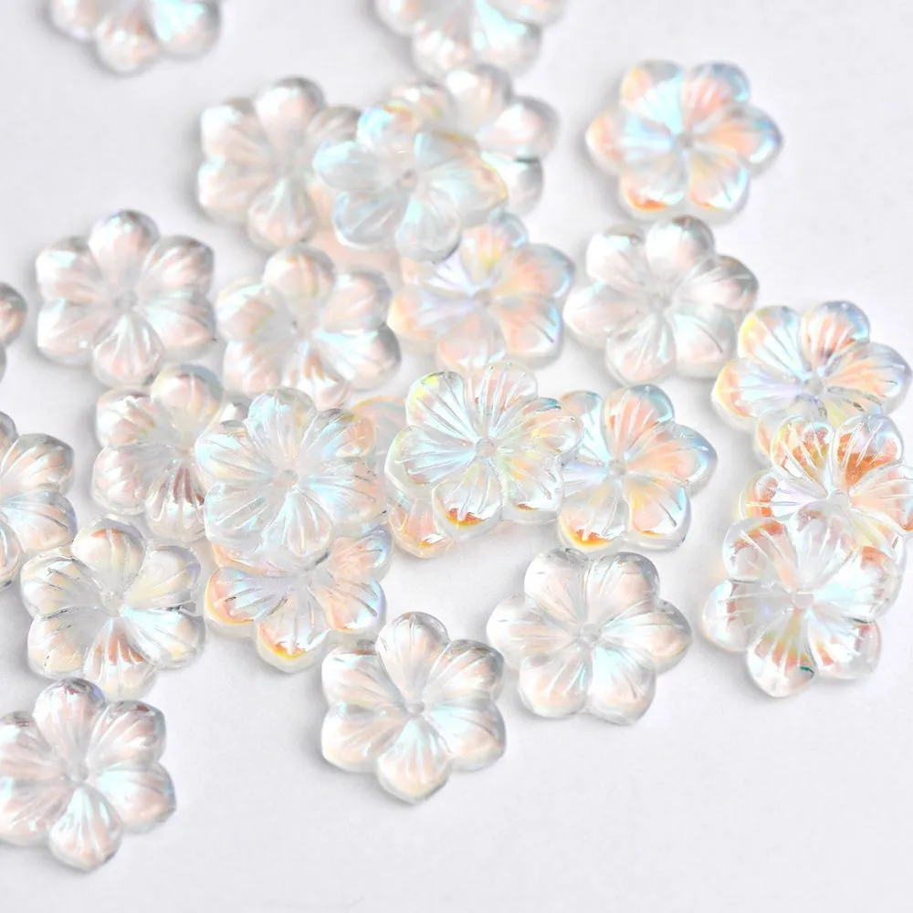 бусина "гепатика", стекло, цвет прозрачный ав, 15x13.5x3.5 мм