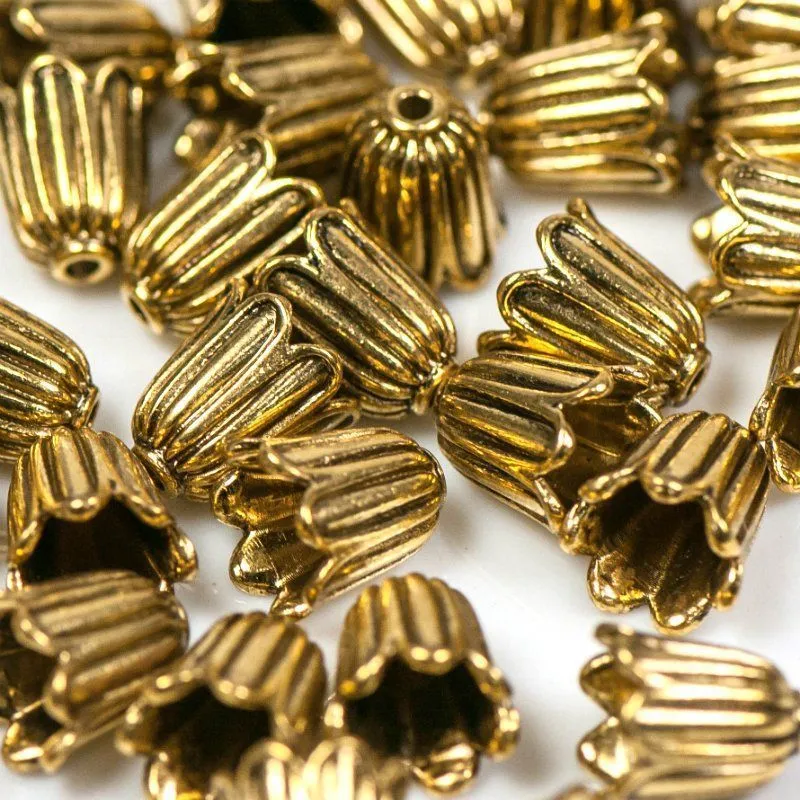 колпачок для бусин "ландыш", цвет античное золото, 10х10 мм