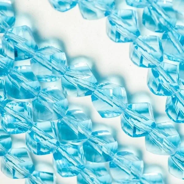 бусина, стекло "яблоко" 8, граненая, цвет ярко-голубой, 8х8 мм