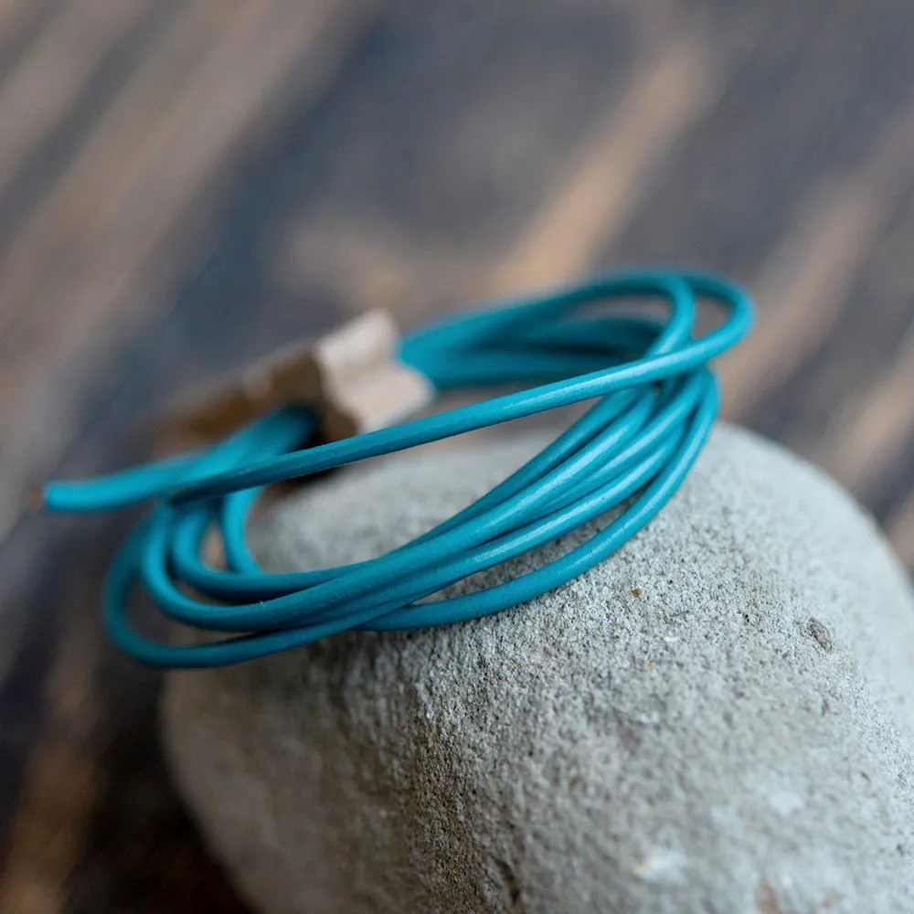 шнур кожаный, цвет бирюзовый, диаметр 2 мм