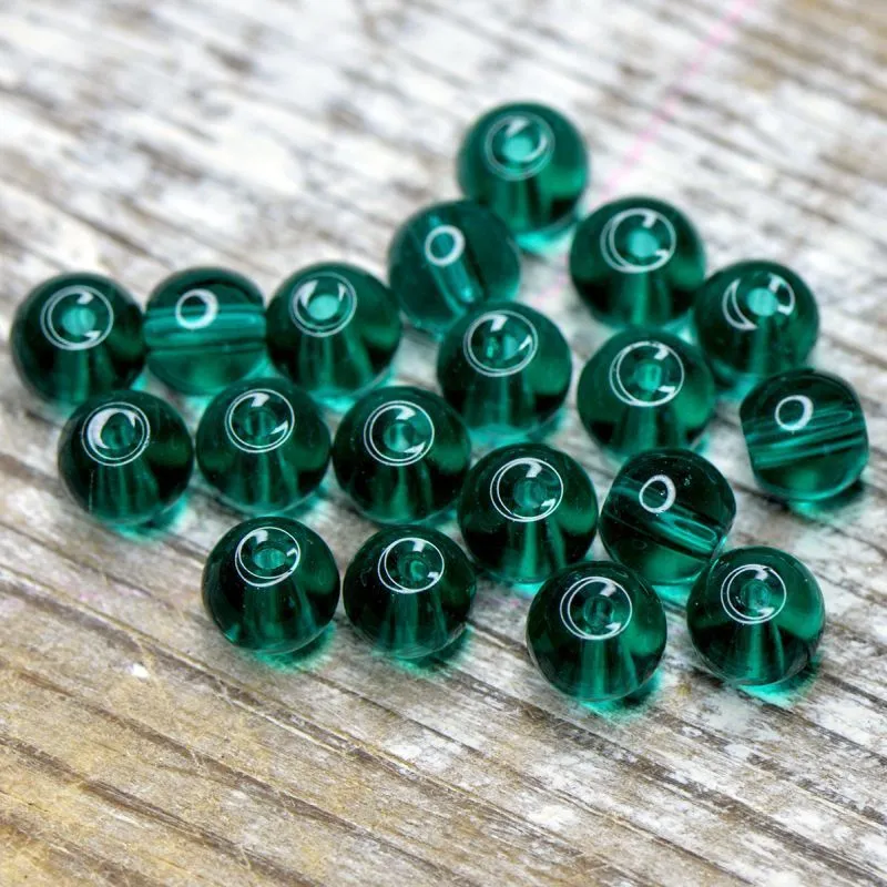 бусина, стекло 6, цвет морской волны, 6 мм