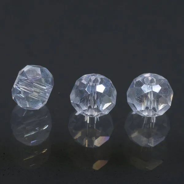 бусина, стекло абакус 3,5, граненая, цвет прозрачный радужный, 3.5х2.5 мм (уп 50+/-10 шт)