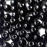 Бусина, имитация нефрита, стекло 6, цвет черный, 6 мм