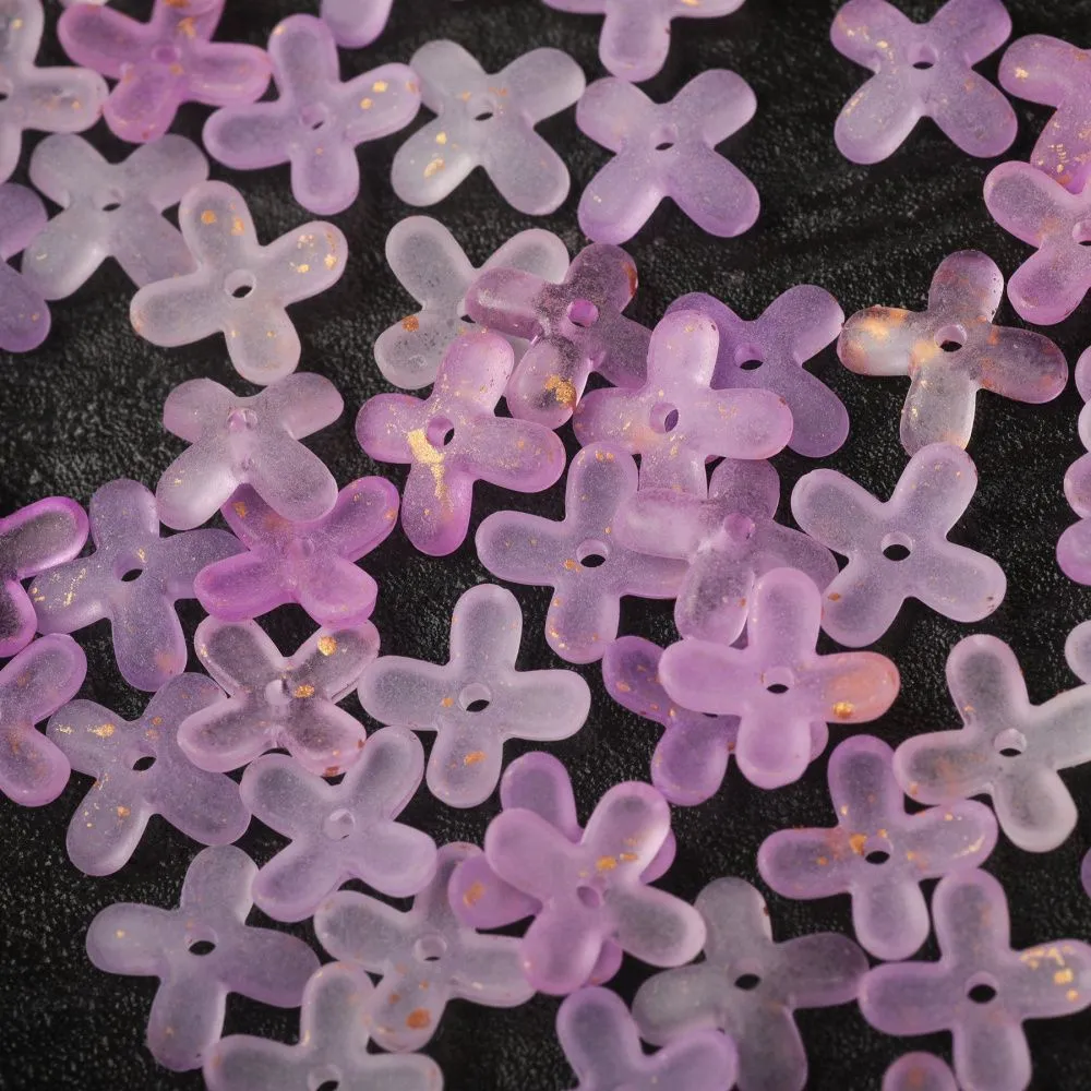 бусина, акрил "клематис", матовая, цвет фиолетовый, 11.5x11.5x3 мм